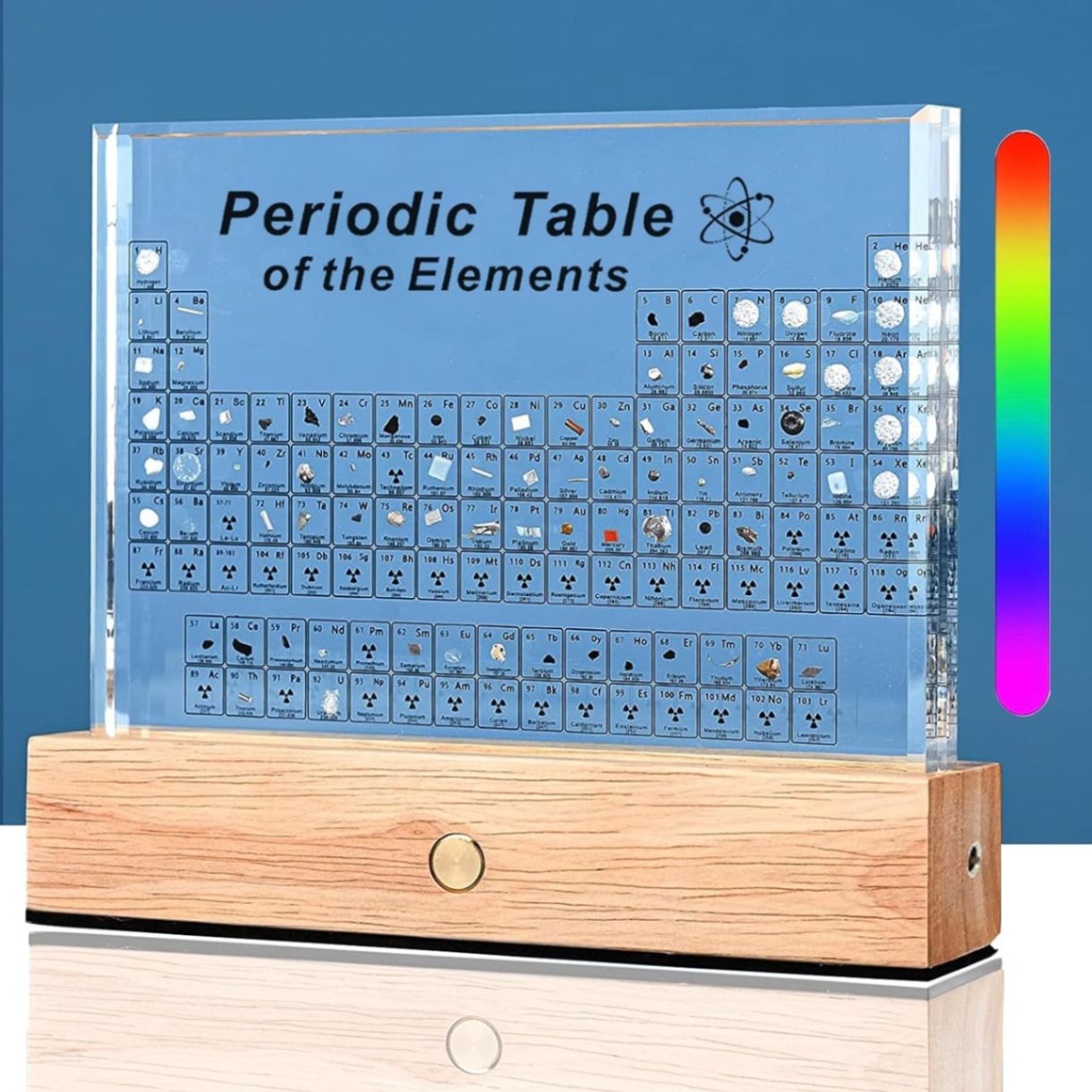 Periodic Table with Real Elements, Acrylic 3D Periodic Table of Elements with 83 Samples, Colorful Light Base Chemistry Gifts for Teachers, Student
